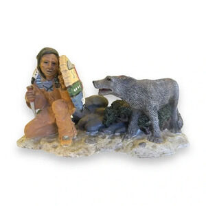 Vintage Old West Visions Limited Edition Indian and Wolf Sculpture